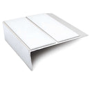 93x32mm rakeback aluminium stair nosing with twin White anti-slip PVC inserts across the tread