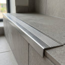 Aluminium Stair Nosing Straight Edge 48.5mm Riser Tile-In professionally fitted in use