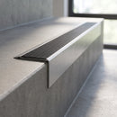Aluminium Stair Nosing with Ramped Edge, Custom Lengths 250-2750mm professionally fitted in use