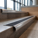 Aluminium Stair Nosing with Ramped Edge, Cut To Size Options professionally fitted in use
