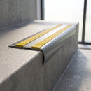 Aluminium Stair Tread Cover 157mm x 40mm with Carborundum Anti-Slip Insert professionally fitted in use