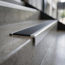 Aluminium Stair Tread Extender 82.5mm with Carborundum Anti-Slip Insert professionally fitted in use