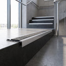 Aluminium Stair Tread Extender 82.5mm with Carborundum Anti-Slip Insert professionally fitted in use