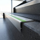 Aluminium Surface Fixed Stair Nosing 10mm and 12.5mm Heavy Duty Anti-Slip Insert professionally fitted in use