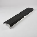 L-shaped aluminium anti-slip step nosing plate 120 x 45 x 635mm with black grit surface and pre-drilled fixing holes