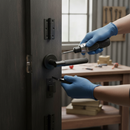 Premium Round Rose Lever Door Bathroom Handle Set - Matt Black Finish with Ergonomic Design and Privacy Features