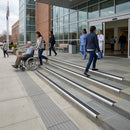 Silver aluminum bullnose stair nosing profile 68x40mm dimensions for indoor and outdoor stair edge protection