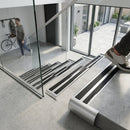 Heavy duty aluminium stair nosing profile 91x35mm showing silver finish suitable for indoor and outdoor use