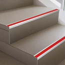 Aluminium Stair Nosing 62x32mm Square Edge, 5mm Gauge, Cut to Size 700-3200mm — Insert Colour: Poppy Castellated
