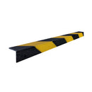 Black and yellow GRP anti-slip stair nosing 55x55mm hazard stripe
