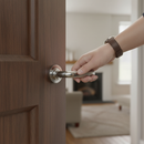 Premium Round Lever Door Handle with Curved Cylinder Design in Satin Chrome Finish for Modern Interiors