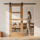 Premium Unfinished Oak Sliding Door Set with 4 Clear Glass Panels and Robust Construction for Timeless Elegance