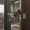 Premium Ruby Lever On Round Rose Handle Set - Stylish Two-Tone Chrome Pack with Hinges and Mortice Latch