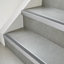 Aluminium Stair Nosing 66x55mm Raked Single Channel, Cut to Size up to 2.5m — PVC Insert Colour: Flint Castellated