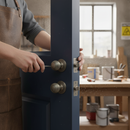 Premium Round Reeded Mortice Bathroom Door Knob Set with Gun Metal Finish and Complete Assembly Kit