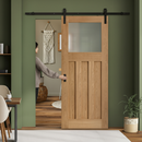 Premium Unfinished Oak 1930's DX 3 Panel Sliding Door with Obscure Glass - Space-Saving Design and Robust Hardware