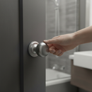 Premium Satin Chrome Mortice Bathroom Door Knob Set with Mushroom Design, Secure Lock, and Ball Bearing Hinges