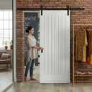 Premium White Internal Primed Cottage 1 Panel Sliding Door with Black Steel Track for Elegant Home Décor