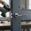 Premium Round Lever Door Handle in Two-Tone Black Nickel and Polished Chrome Finish for Modern Interiors