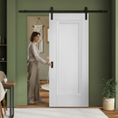 Premium White Internal Primed Elegance Lancaster 1 Panel Sliding Door with Black Steel Track for Modern Interiors