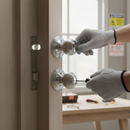 Premium Round Reeded Mortice Bathroom Knob Set with Polished Chrome Finish, Complete with Lock and Hinges