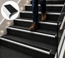 Carpet stair nosing with black anti-slip rubber insert