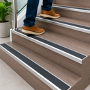 Anti-slip aluminium stair nosing ramp profile with black insert
