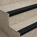 Anodised aluminium ribbed stair nosing trim 35mm x 35mm showing non-slip surface texture for carpeted steps