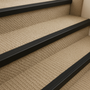 Anodised aluminium ribbed stair nosing trim 35mm x 35mm showing non-slip surface profile for carpeted steps