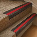 Antique Bronze finish with Poppy Castellated insert - 63.5mm solid brass bullnose stair nosing fitted to a carpeted step