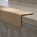 Brass Ridged Stair Nosing, Custom Lengths, Slip-Resistant professionally fitted in use