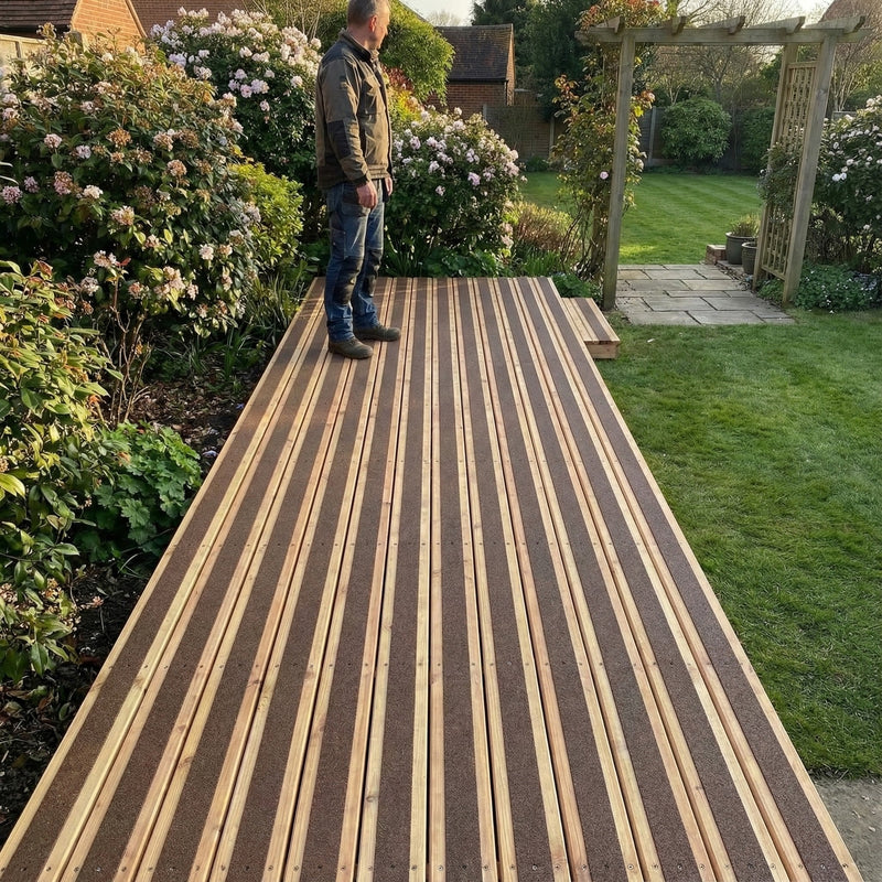 Premium Heavy Duty Anti Slip Decking Strips 1000mm - GRP Non Slip Safety Strips for Garden, Steps & Patio with Easy Installation