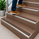 Anti-slip aluminium stair nosing ramp profile with brown insert