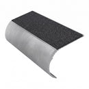 Bullnose aluminium stair nosing, 45mm tread, obsidian (dark charcoal) Mor Grip insert, mill finish finish