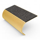Bullnose aluminium stair nosing, 45mm tread, obsidian (dark charcoal) Mor Grip insert, satin gold finish