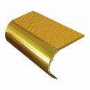 Bullnose aluminium stair nosing, 45mm tread, solar (golden yellow) Mor Grip insert, mirrorflect gold finish