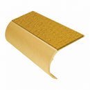 Bullnose aluminium stair nosing, 45mm tread, solar (golden yellow) Mor Grip insert, satin gold finish