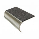 Bullnose aluminium stair nosing, 55mm tread, obsidian (dark charcoal) Mor Grip insert, bright polished finish
