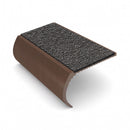 Bullnose aluminium stair nosing, 55mm tread, obsidian (dark charcoal) Mor Grip insert, dark bronze finish