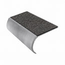 Bullnose aluminium stair nosing, 55mm tread, obsidian (dark charcoal) Mor Grip insert, mill finish finish