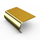 Bullnose aluminium stair nosing, 55mm tread, solar (golden yellow) Mor Grip insert, mirrorflect gold finish