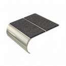 Bullnose aluminium stair nosing, 84mm tread, obsidian (dark charcoal) Mor Grip insert, bright polished finish