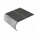 Bullnose aluminium stair nosing, 84mm tread, obsidian (dark charcoal) Mor Grip insert, mill finish finish