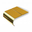 Bullnose aluminium stair nosing, 84mm tread, solar (golden yellow) Mor Grip insert, mirrorflect gold finish