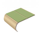 Medium Duty Bullnose Aluminium Stair Nosing 3.22m Double C, apple green insert, Satin Bronze finish