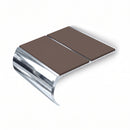 Bullnose Stair Nosing 2.75m Aluminium Double Channel PVC, brown insert, Mirrorflect Silver finish