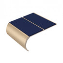 Bullnose Stair Nosing 2.75m Aluminium Double Channel PVC, dark blue insert, Satin Bronze finish