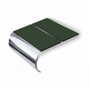 Bullnose Stair Nosing 2.75m Aluminium Double Channel PVC, dark green insert, Mirrorflect Silver finish