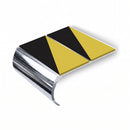 Medium Duty Bullnose Aluminium Stair Nosing 3.22m Double C, hazard insert, Mirrorflect Silver finish