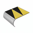 Medium Duty Bullnose Aluminium Stair Nosing 3.22m Double C, hazard insert, Satin Silver finish